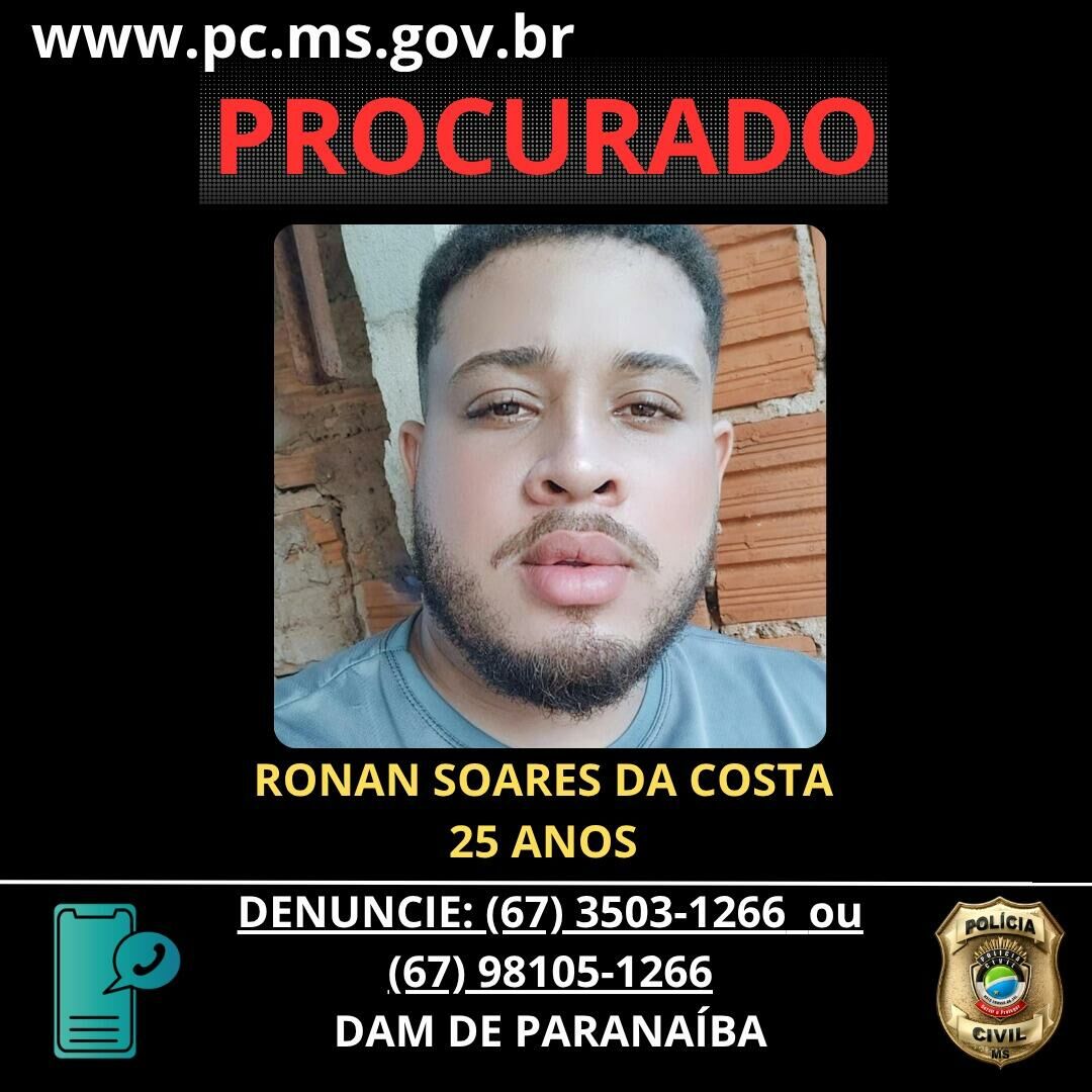 Imagem de compartilhamento para o artigo Foragido por violência doméstica é procurado em Paranaíba da MS Todo dia